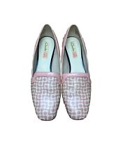 Orla Kiely Pink Floral Pumps Shoes Small Heel Leather New Clarks Size 6.5