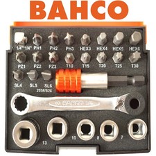 BAHCO Mini Socket Set 26 Pce 1/4" Drive Ratchet Wrench Screwdriver Bits 2058/S26
