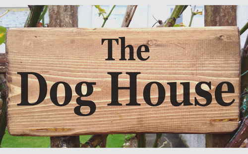 Dog house sign wooden - house, name