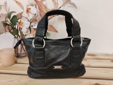 HIDESIGN BLACK HANDBAG GRAINED LEATHER WOMENS TOP HANDLE ZIP FASTENED SMALL BAG