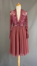 Needle and Thread Dress Pink Sequinned Ava Bodice midi Dress SIZE UK 10