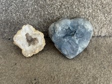 Celestite crystal heart and - heart,