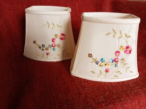 Pair vintage embroidered lined - pair,