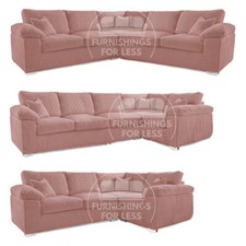 New Large Corner Sofa 4 5 Seater L Shaped Soft Cord Delta Bespoke Pink Sofa