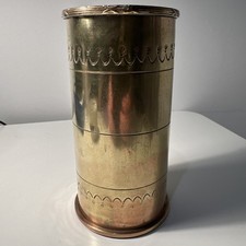 WW1 1917 Stamped Brass Shell Case Trench Art  108 years old 2.95 inch calibre