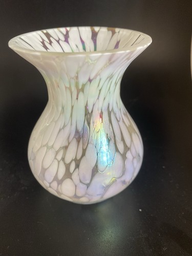Vintage iridescent glass vase - glass,