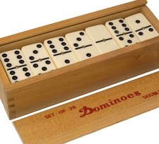 Double Six Club Pub League Dominoes with Spinners - Set of 28 in Wooden Box UK