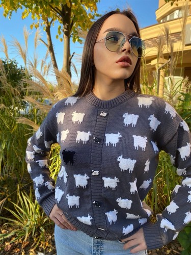 Knit gray sweater black - knit,