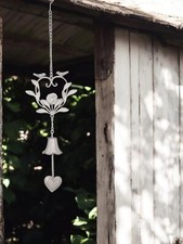 Cream heart hanging windchime - heart,