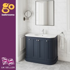 1200 Grey Traditional Vanity Unit Bathroom Sink Marble Top Curved Bathroom Unit