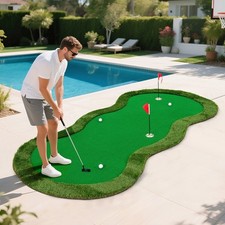 5 x 10 FT Professional Golf Practice Mat with 3 Holes-Green