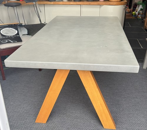 Grey table with - solid, oak