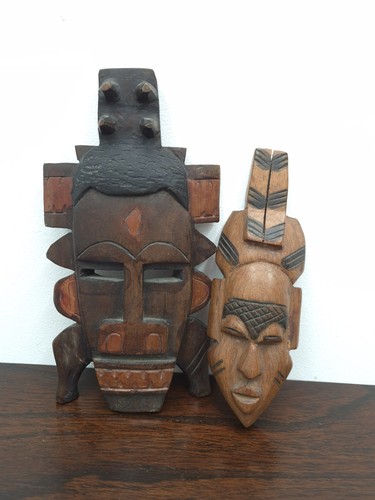 Pair hand carved african - pair,