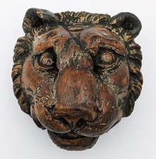 ANTIQUE CARVED WOOD LION HEAD