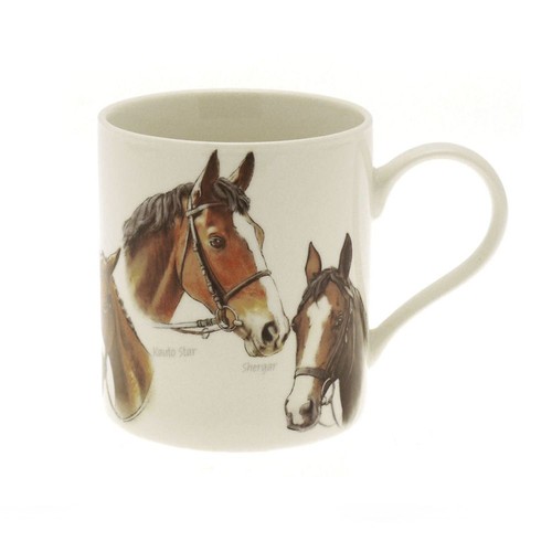 Horses white fine china mug - fine,