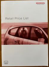 Unissued July 2001 Honda UK Retail Price List / S2000 / Civic Type R / NSX