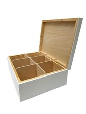 White Wooden Tea Box for 6