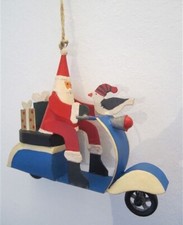 Shoeless Joe Blue Moped Scooter Santa & Cheeky Seagull Christmas Xmas Decoration