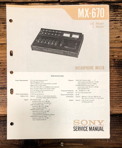 Sony 670 mixer - mixer, service