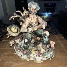Vintage Large Capodimonte Figurine Musician on a bench 788  approx H 30cm