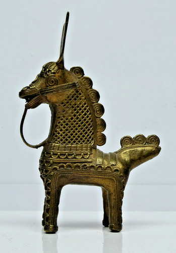 Ethnic brass cast horse - ethnic,