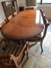 Yew Wood 8 Seater Table With 6