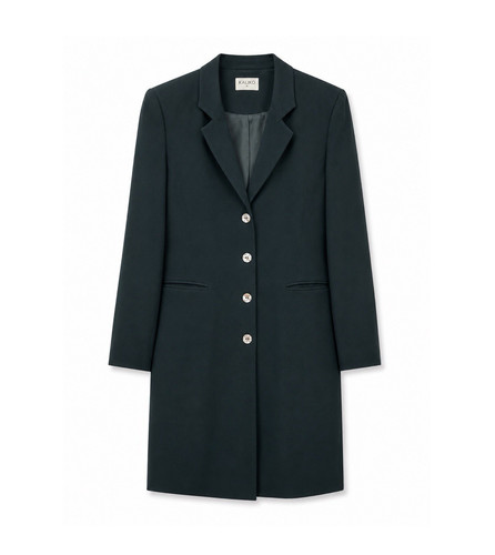 Kaliko black silk button - silk, button-front