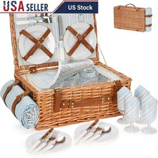 Wicker Picnic Basket Set W/