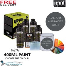 UPOL RAPTOR Tintable 4 Bottles KIT 3.8L + PAINT 400ml RAL 7016 ANTHRACITE GREY