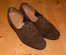 QUEEN OF SHEBA BY NORVIC Vintage Dark Brown Suede Court Heel Shoes Ladies UK2