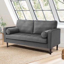 Velvet Sofa 2 Seater Loveseat Couch Mid-Century Settee Chair Living Room Bedroom