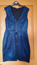 New Look 'Kelly Brook Collection' Black and Blue Metallic Jacquard Fitted Dress