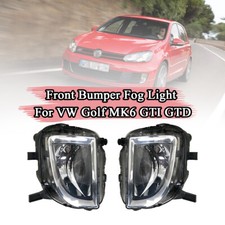 FOR VW GOLF MK6 2009-2013 GTI GTD FRONT BUMPER FOG LIGHTS LAMPS PAIR WITH BULBS