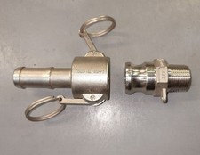 Quick release stainless steel camlock hose connector system complete