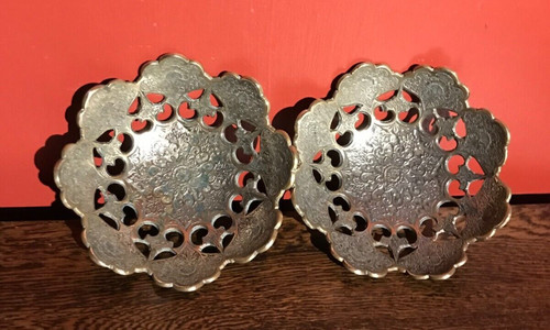 Heavy brass bowls etched - brass, bowls,