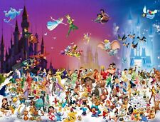 DISNEY ALL CHARACTERS CHILDREN CARTOONS CANVAS WALL ART DECOR FRAMED 20X30 INCH