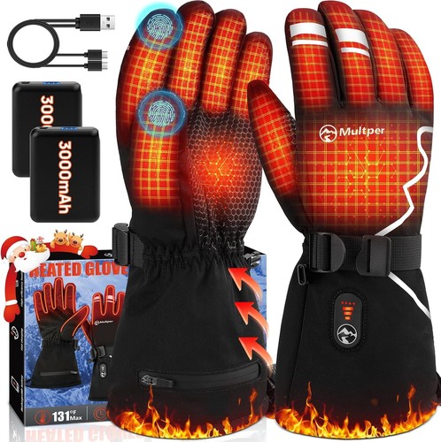 Multper black heated gloves - black,