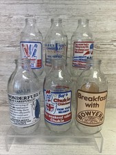 6 x Vintage Advertising Glass Milk Bottles Unigate Gas, Bowyers, Macleans