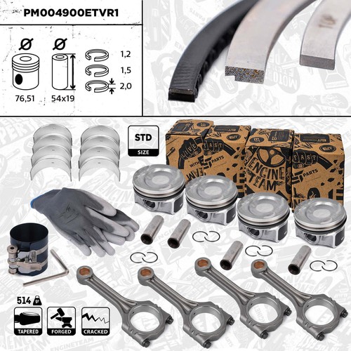 Piston set conrods vw - piston, seat