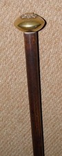 Antique Walking Stick / Drill Cane Military WW1 Brass Top East Surrey Regiment