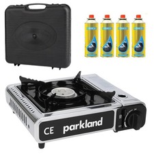 Parkland® Portable Single Burner Hob Camping Gas Stove Cooker + Gas Refills