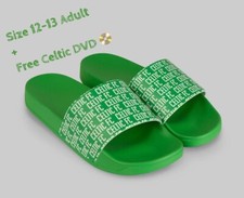 Size 12-13 Adult Mens Celtic FC Sliders Vegas Shoes DVD Football Champions Green