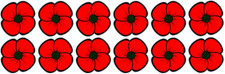 12, 8 or 6 Poppies. Poppy Day. Lest we forget. Remembrance Day. Printed Vinyl.