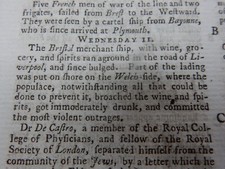 LIVERPOOL SHIPWRECK DRUNKEN OUTRAGES    -   x1  abstract page  1758