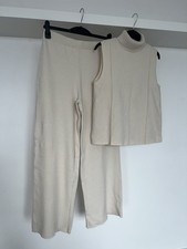 ZARA Cream Wide Leg Trousers &
