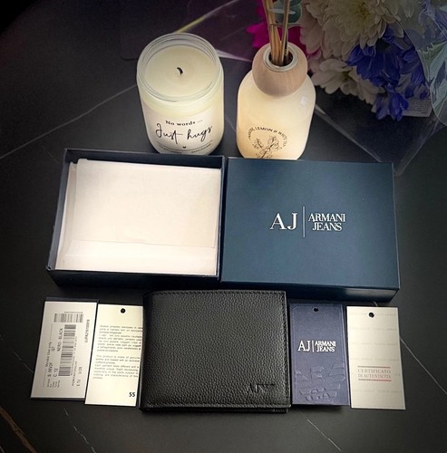 Armani black leather bifold - armani,
