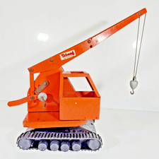 Rare Tri-ang Super Crawler Job Crane Pressed Steel Circa 1955 Orange Color Unbox