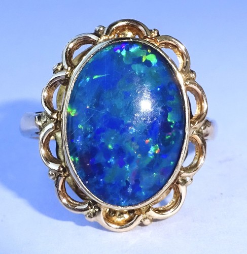 Vintage black opal statement - black,
