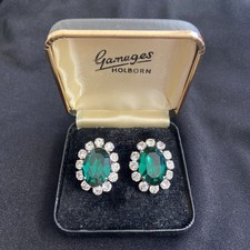 Vintage 1964 Christian Dior Emerald Green Large Clip On Earrings Made in Germany