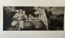 Antique Print c1902 – Titian Sacred & Profane Love Renaissance Masterpiece